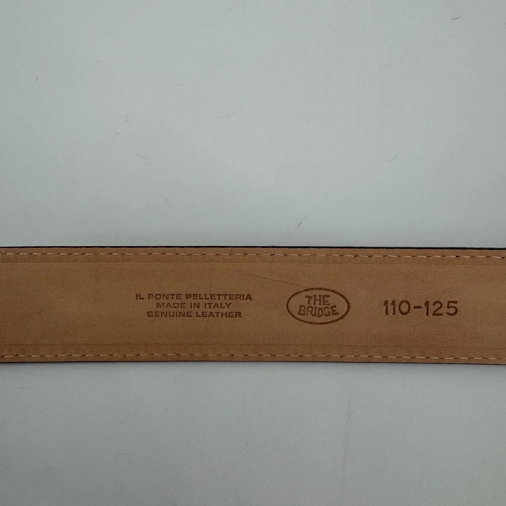 The Bridge Black Genuine Leather Belt Made in Italy Solid Brass Buckle 110-125